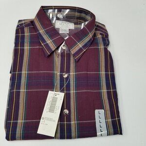 Vintage The Mens Store Sears Mens L Dress Shirt Red Blue Plaid Long Sleeve New